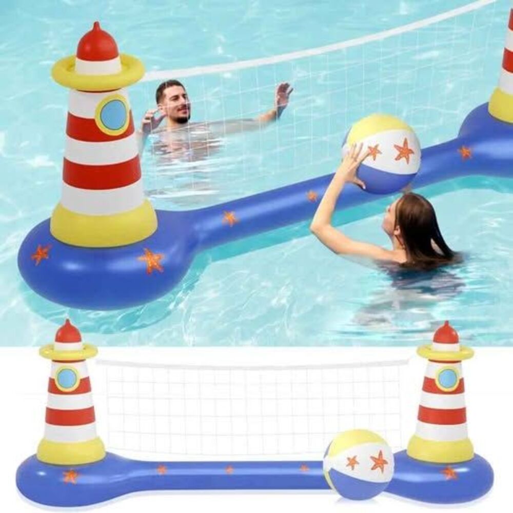 Swimming Pool Volleyball Set – Inflatable Net with Ball – Summer Pool Game